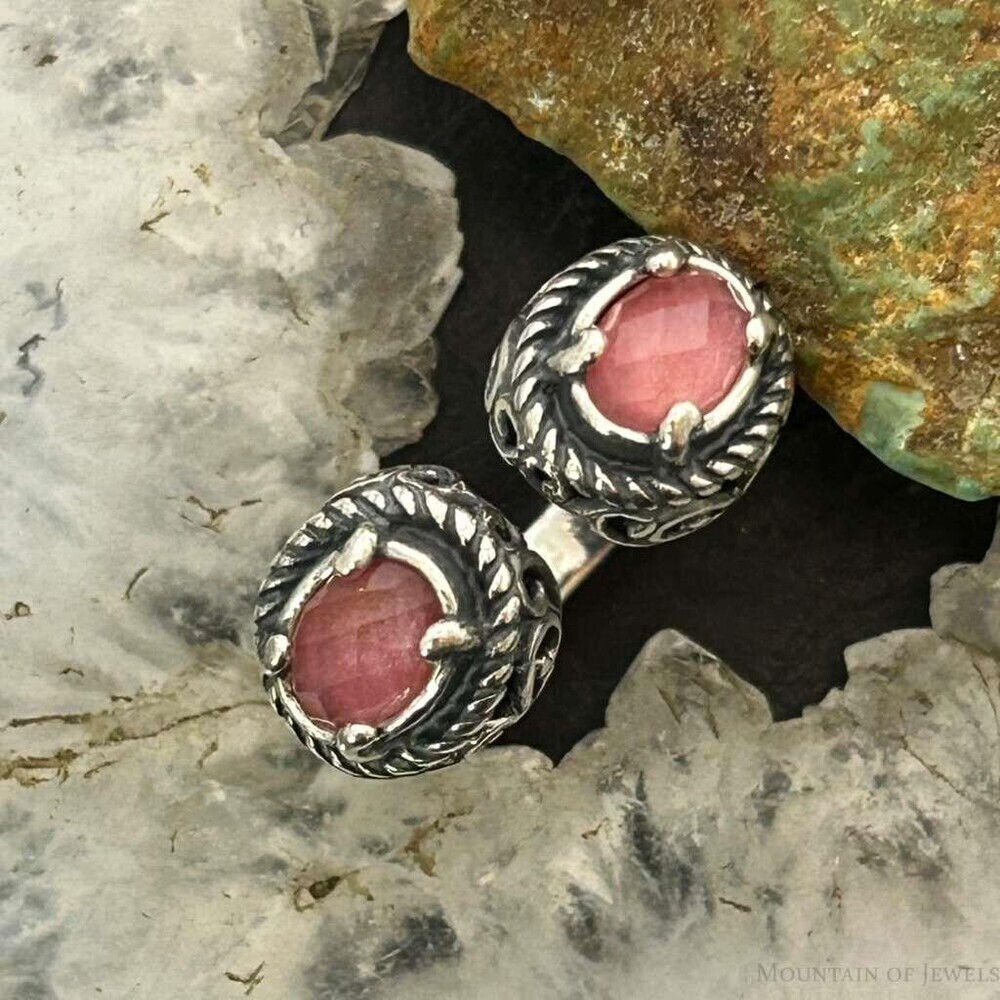 Carolyn Pollack Sterling Faceted Rhodochrosite Doublet Ring Size 6 For Women